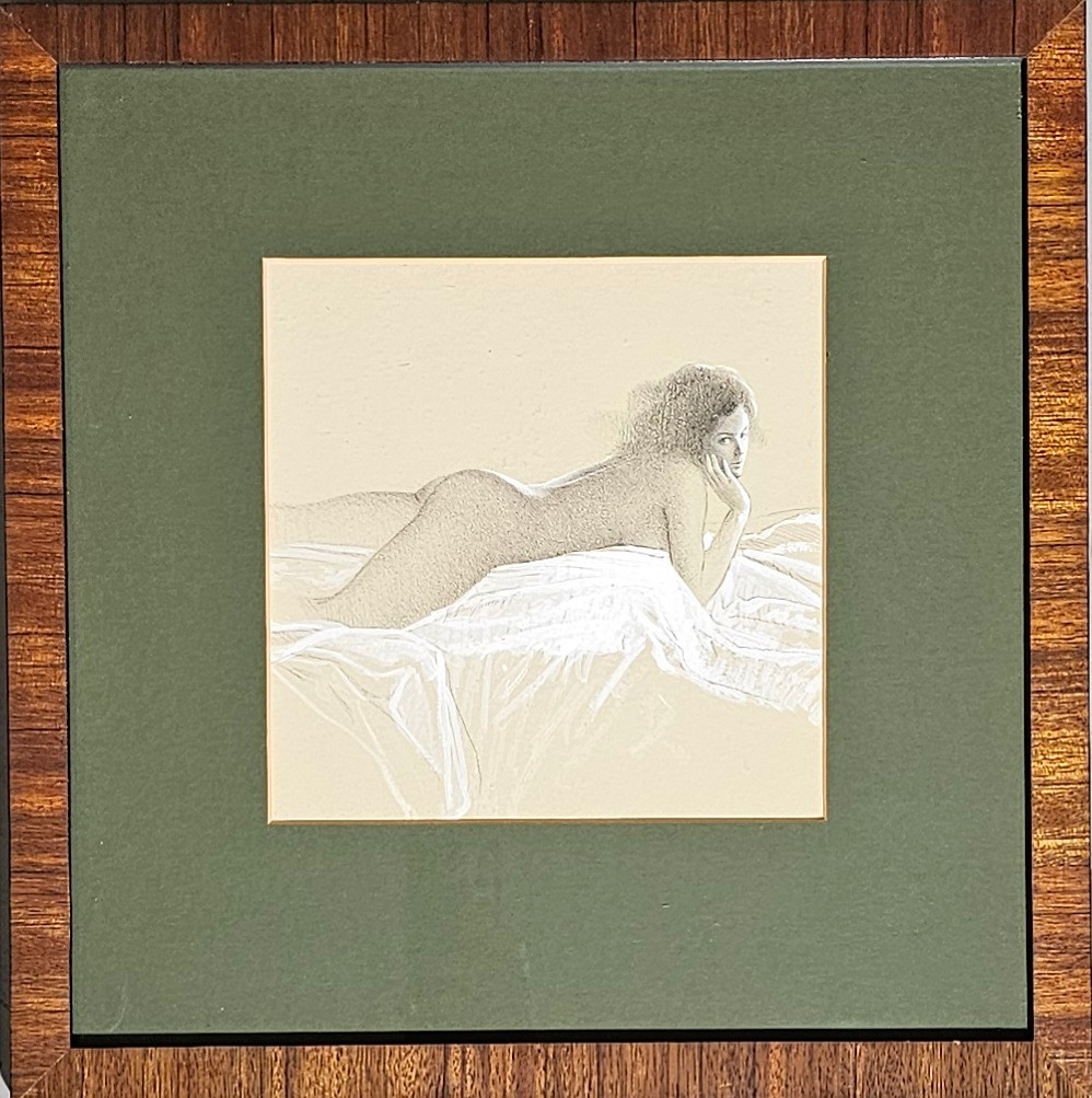 FIRMADO PEDRO RUIZ GRIMA. DESNUDO FEMENINO, CARBONCILLO SOBRE PAPEL.
