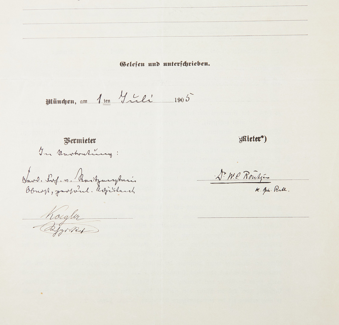 WILHELM RÖNTGEN, COLLECTION OF 6 DOCUMENTS, including signed tenancy agreement 1905.