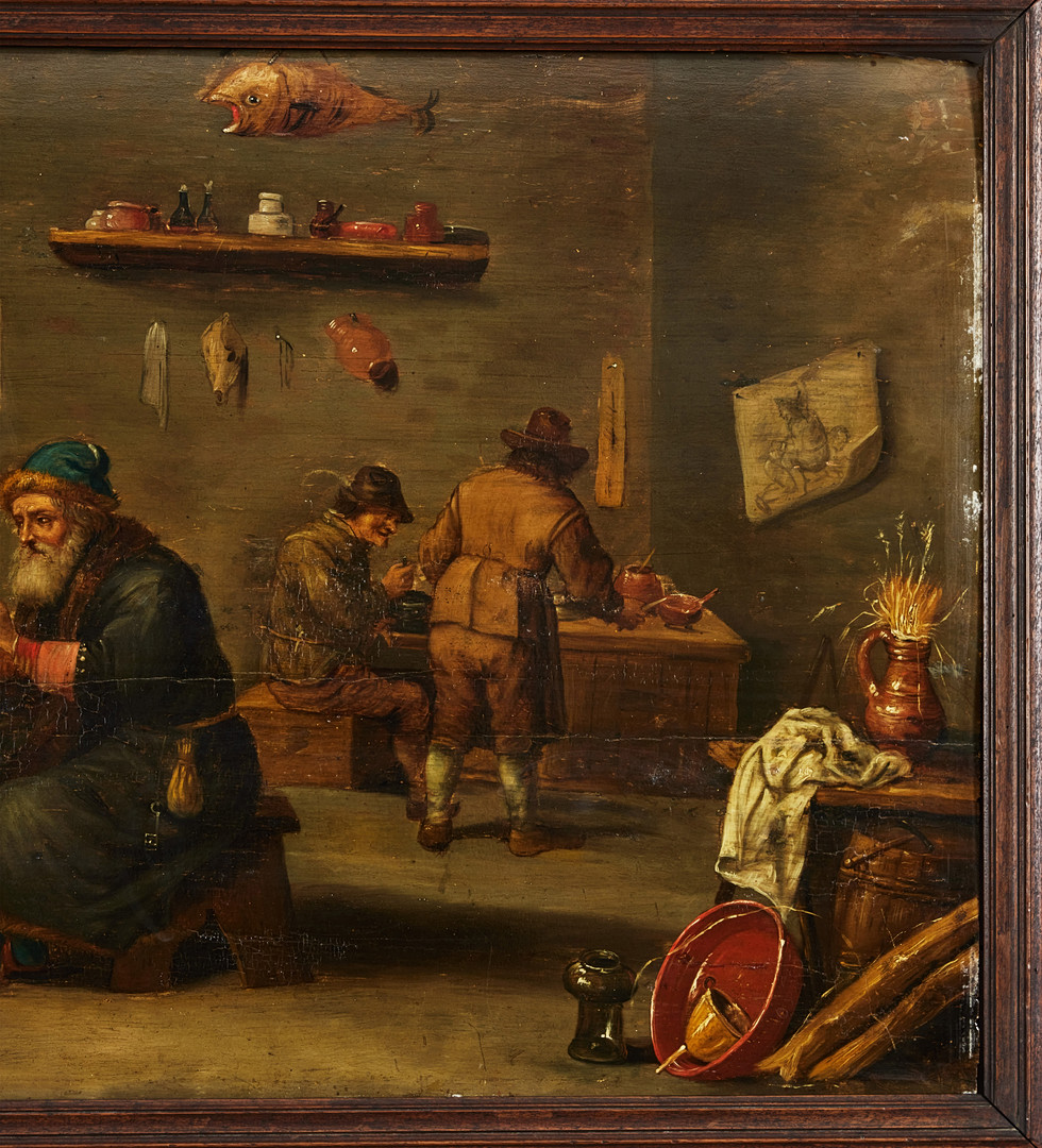 DAVID TENIERS. hans efterföljare, 1700-tal, Alkemist eller läkare i sitt laboratorium.