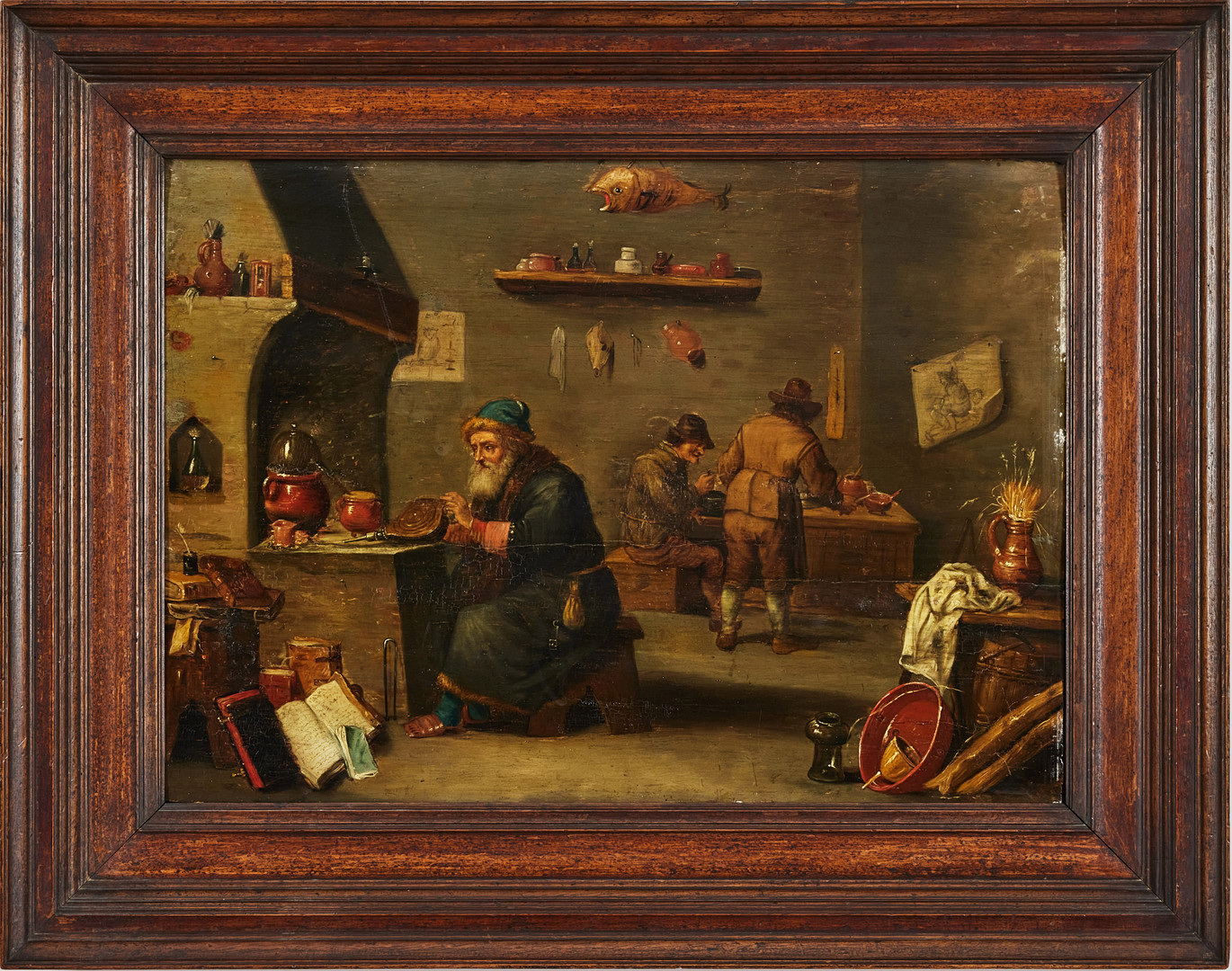 DAVID TENIERS. hans efterföljare, 1700-tal, Alkemist eller läkare i sitt laboratorium.
