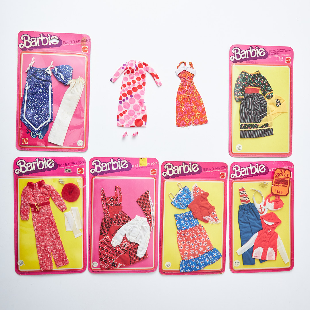 BARBIE AND HER FRIENDS, BBF Outfits, (8), #1900, #2222, #2225, #2227, #2561, #7423, #9625, #9658, (1975-1980), Mattel.
