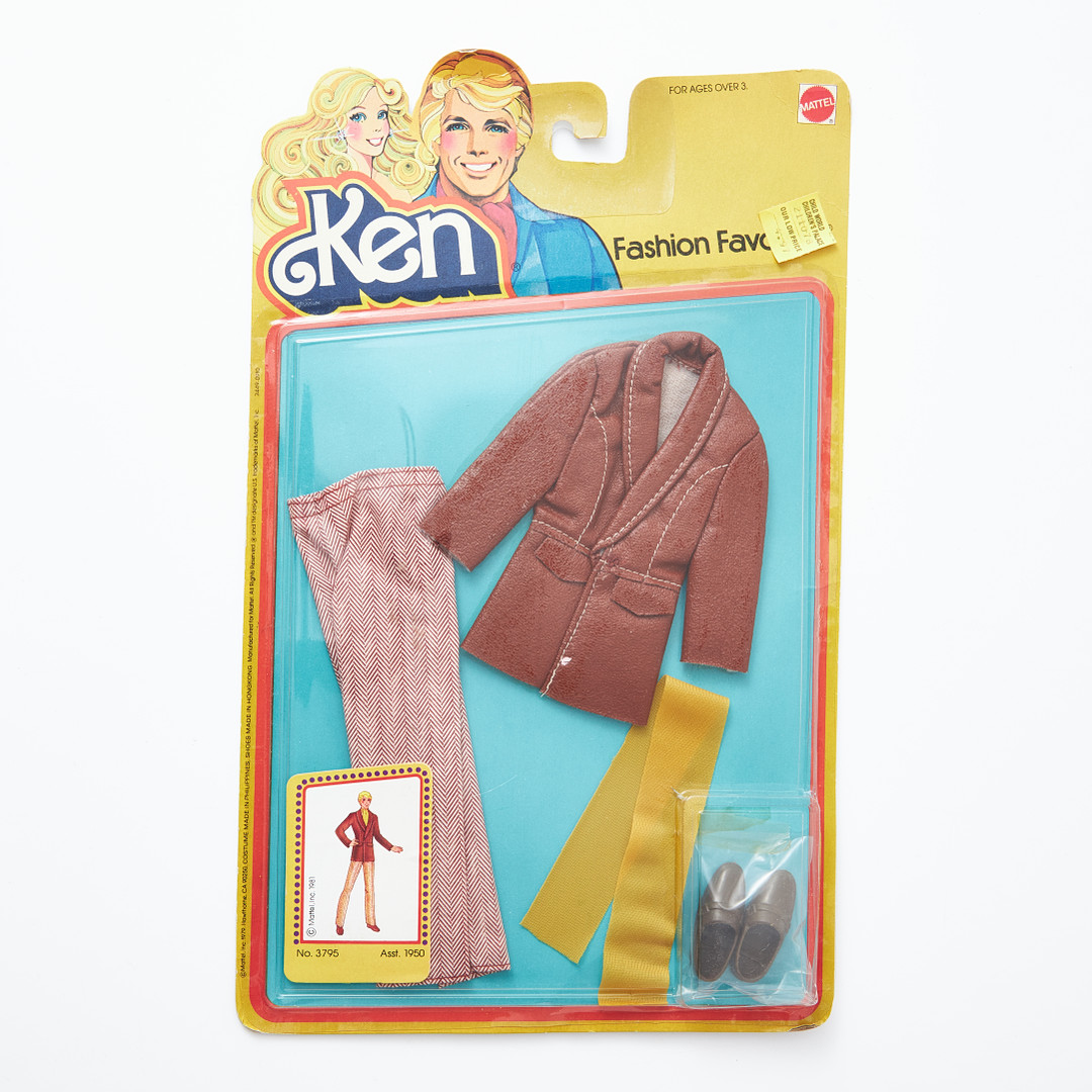 KEN, Fashion Favorites and Fashion Add-Ons Outfits, (4), #2459 Shoes & Stuff, #2798 All Weather Favorite, #2800 Bluechip Dressin, #3795, (1978-1982), Mattel.