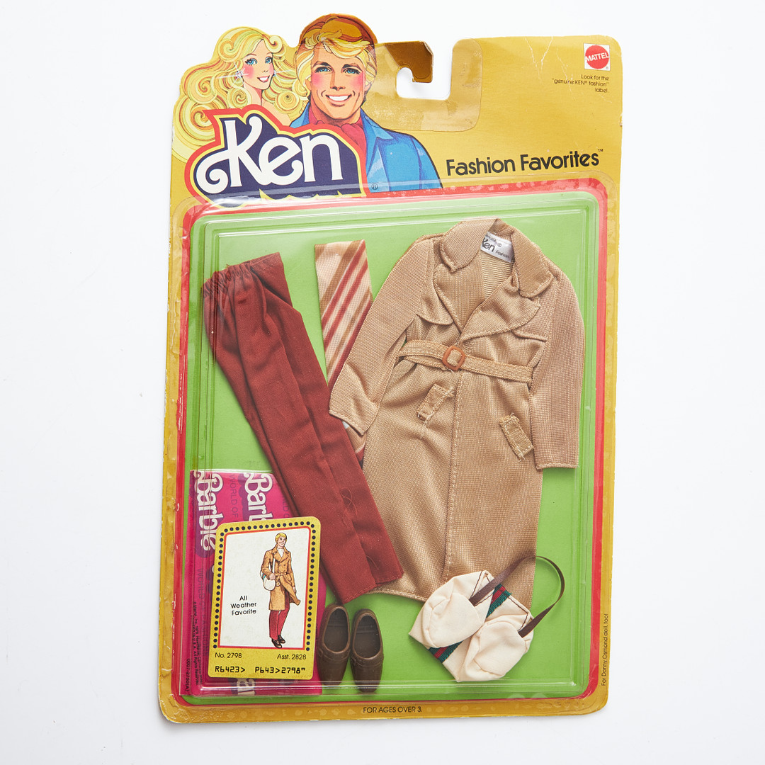 KEN, Fashion Favorites and Fashion Add-Ons Outfits, (4), #2459 Shoes & Stuff, #2798 All Weather Favorite, #2800 Bluechip Dressin, #3795, (1978-1982), Mattel.