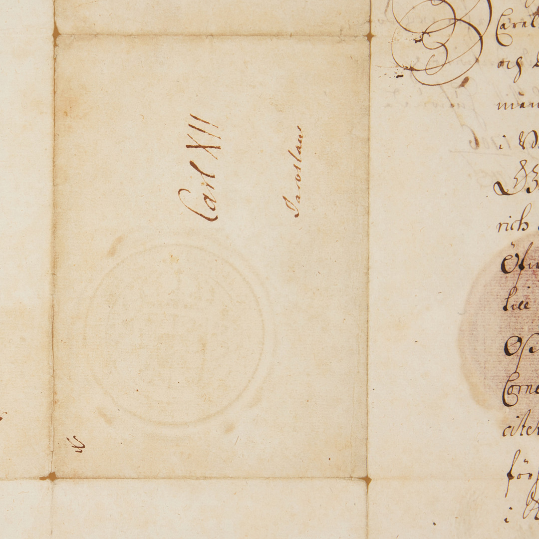 KARL XII - UNDERTECKNAT DOKUMENT, Jaroslavice 1706.