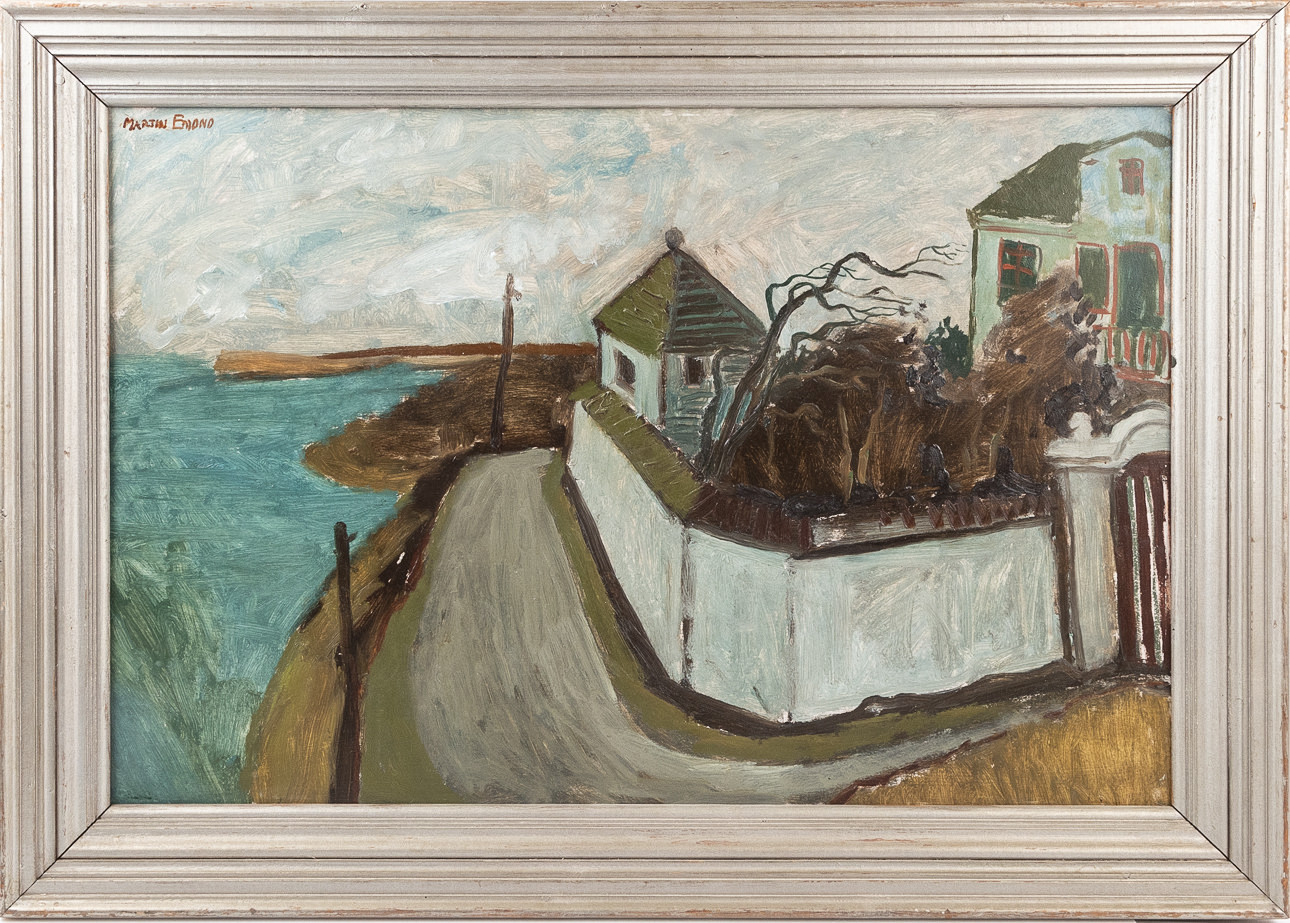 MARTIN EDMOND (1895-1965). Husmotiv från Landskrona, olja på pannå.