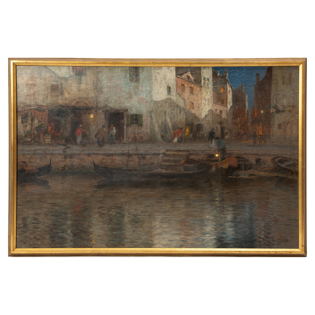 WILHELM VON GEGERFELT. Kvällsmotiv vid kanal i Venedig.