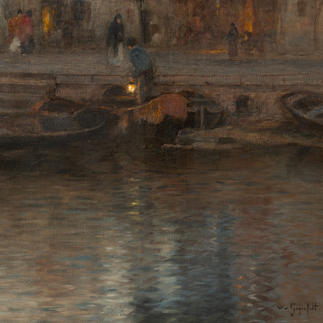 WILHELM VON GEGERFELT. Kvällsmotiv vid kanal i Venedig.