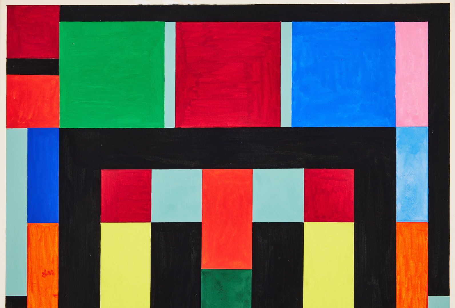 AUGUSTE HERBIN. Geometrisk komposition med kvadrat.