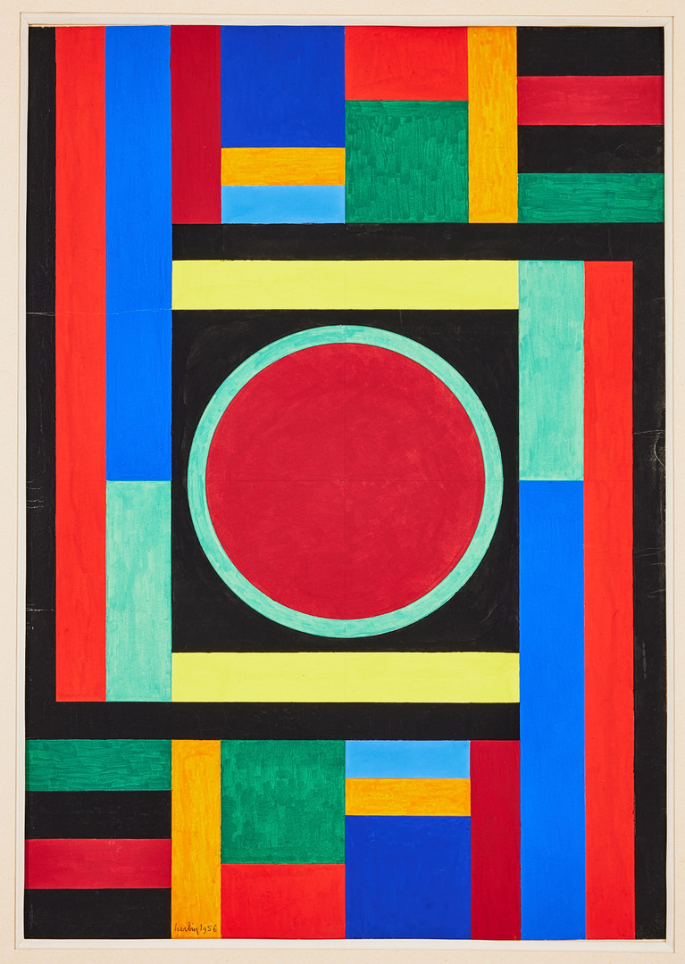 AUGUSTE HERBIN. Geometrisk komposition med cirkel.
