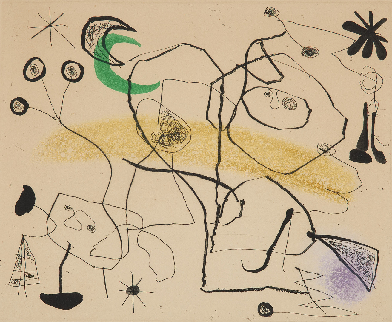 JOAN MIRÓ. Komposition, ur ”Série III”.