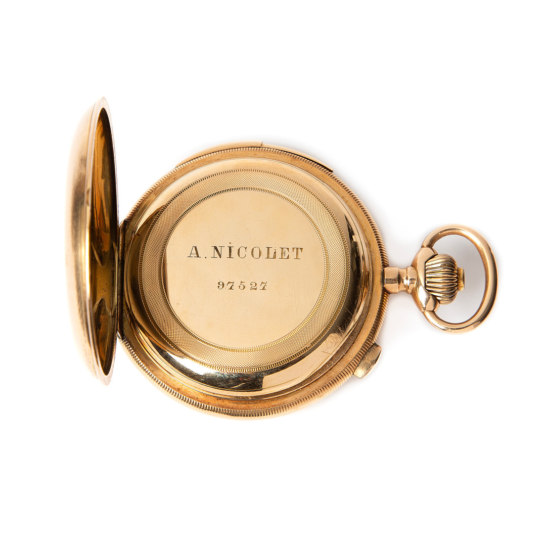 A. NICOLET. Savonette, 14K guld, ca år 1900.