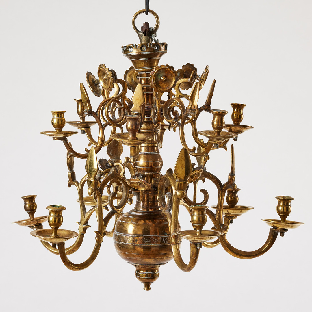 LJUSKRONA, Preussen/Östeuropa omkring 1800, barockmodell, för 12 ljus, gjuten mässing.