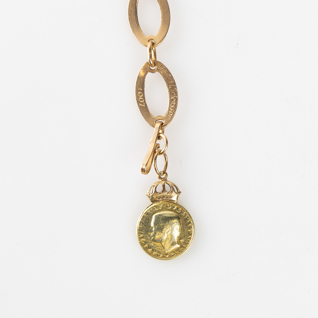 ATELIER BORGILA, armband med förtjänstmedalj, 18K guld, Stockholm 1997.