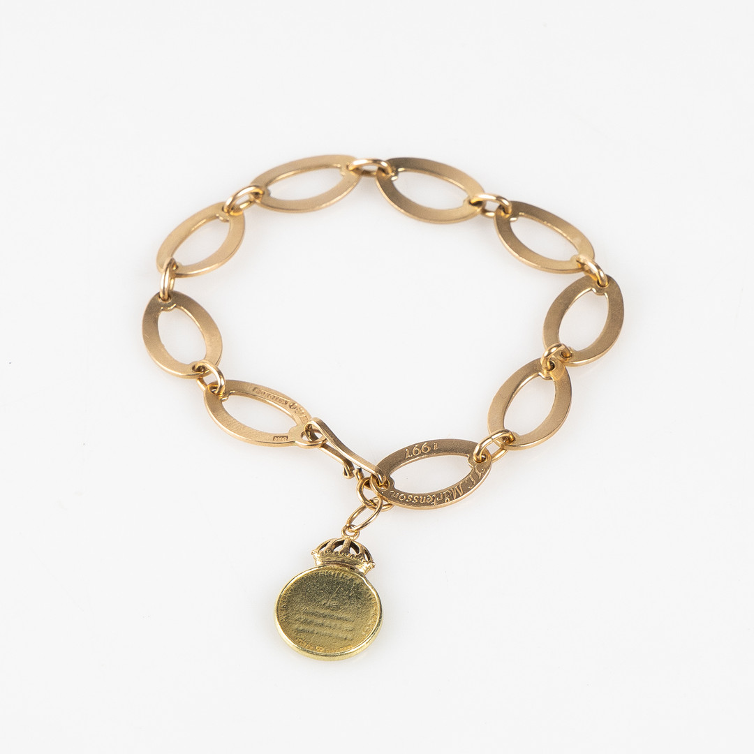 ATELIER BORGILA, armband med förtjänstmedalj, 18K guld, Stockholm 1997.