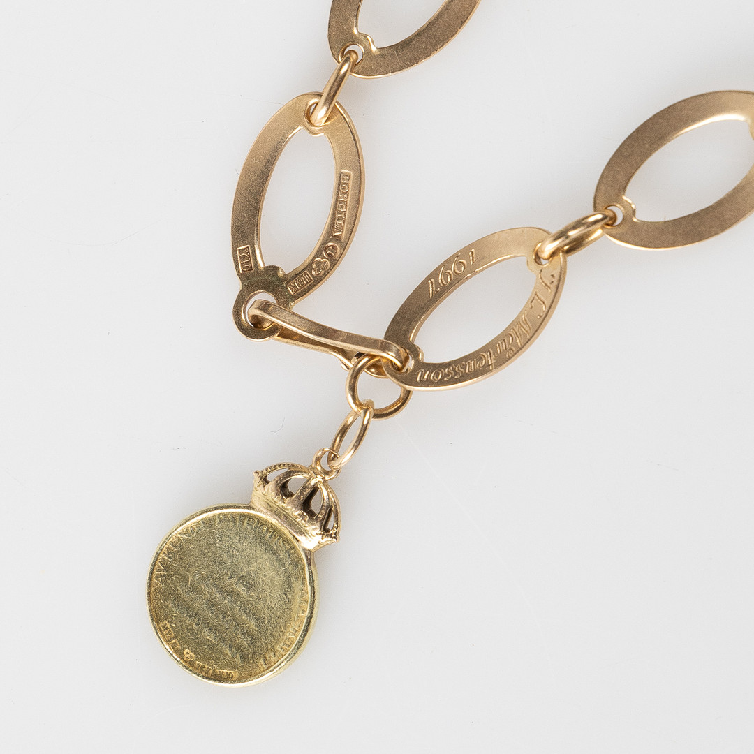 ATELIER BORGILA, armband med förtjänstmedalj, 18K guld, Stockholm 1997.