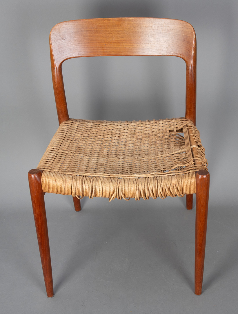NIELS O. MØLLER. JL Møller Møbelfabrik. Stuhl / Esszimmerstuhl 'Modell '75'. Teak, Papierkordel. Dänemark, 1960er Jahre.