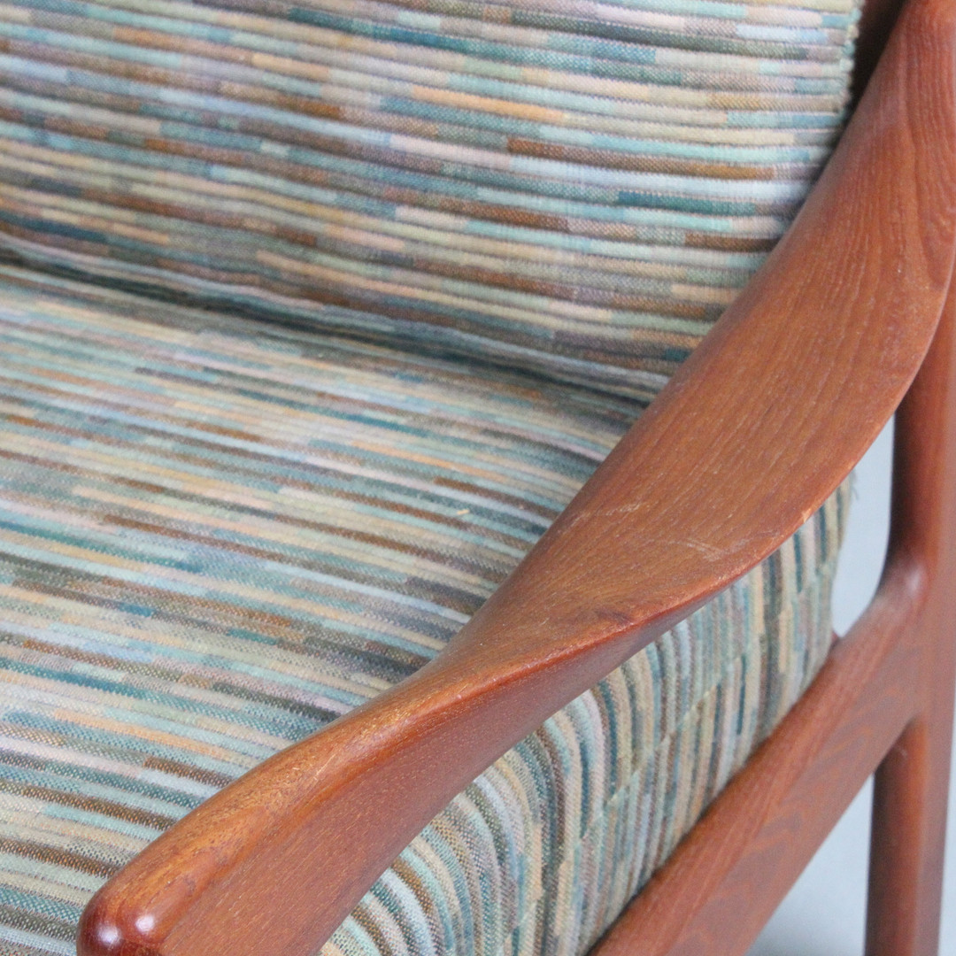 ILLUM WIKKELSØ. Niels Eilersen, Sofa / Dreisitzer, Teak, Wolle, Dänemark, 1960er Jahre.