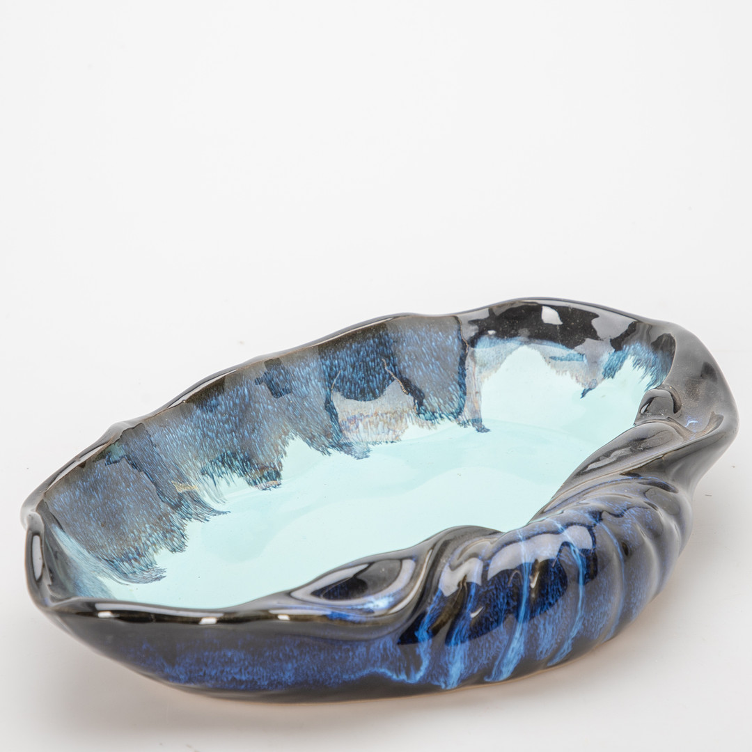 Muschel Keramikschale in blau, 2. Hälfte 20. Jh.