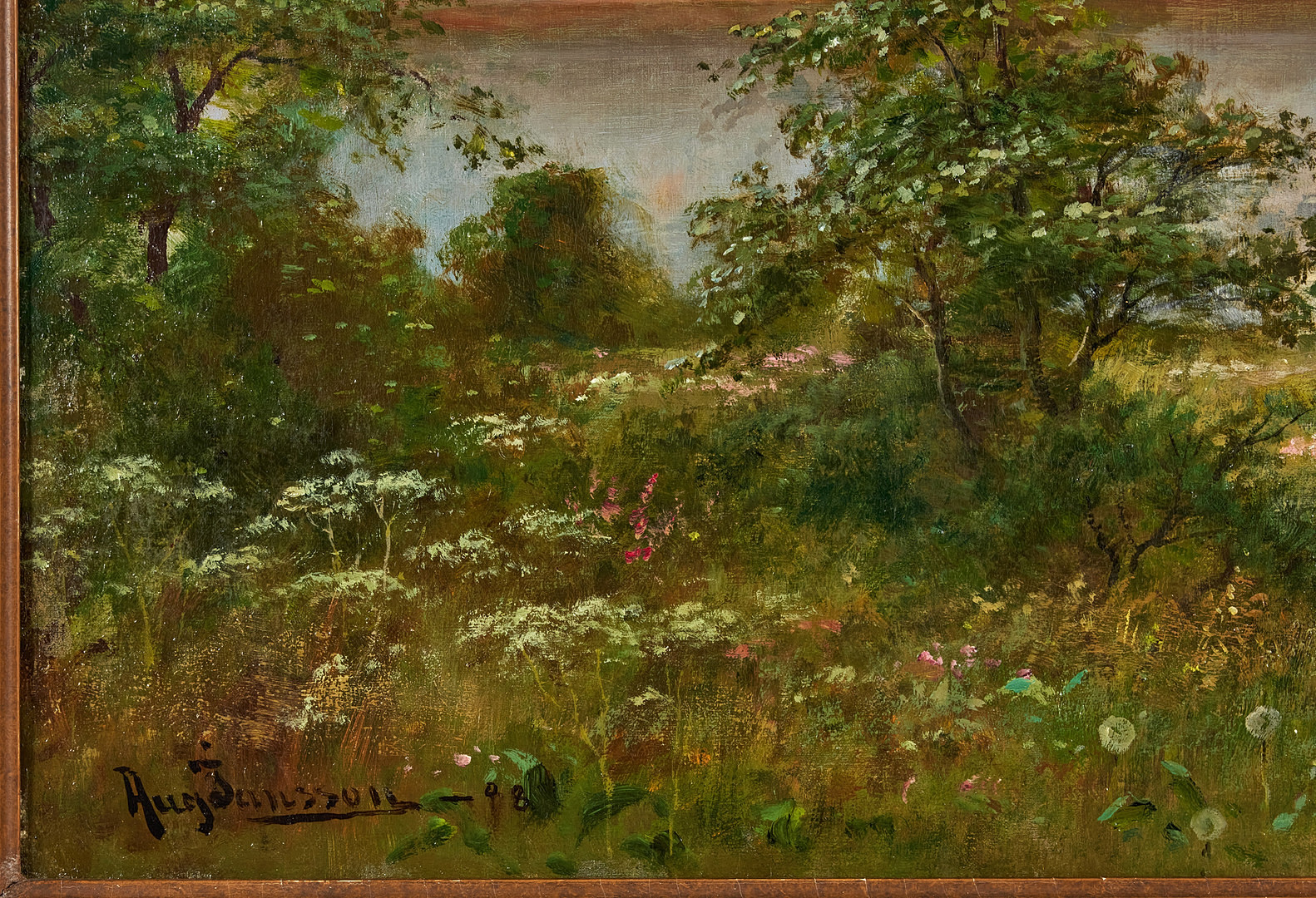 AUGUST JANSSON (1851-1915). Vy över Åsele och Ångermanälven. Olja på duk, 77 x 147 cm. Signerad Aug. Jansson och daterad -98.