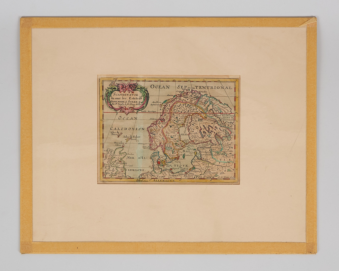 KARTA. Scandinavie, où sont les Etats de Danmark se Suéde /par N. Sanson Geog. Du Roy. 1700-talets mitt.