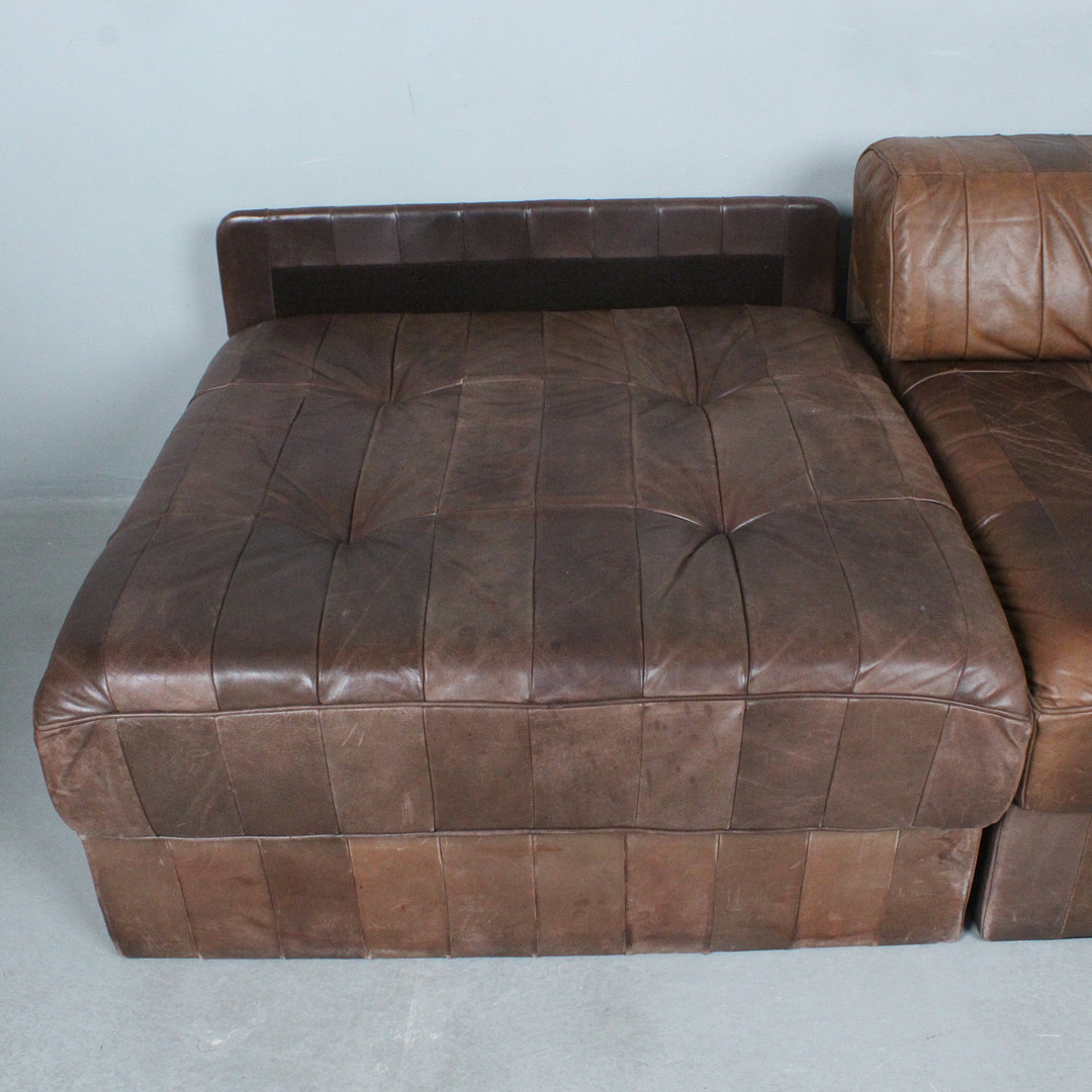 De Sede. Modulsofa / zwei Sitzelemente, 'DS-88', Leder, Schweiz, 1970er Jahre.