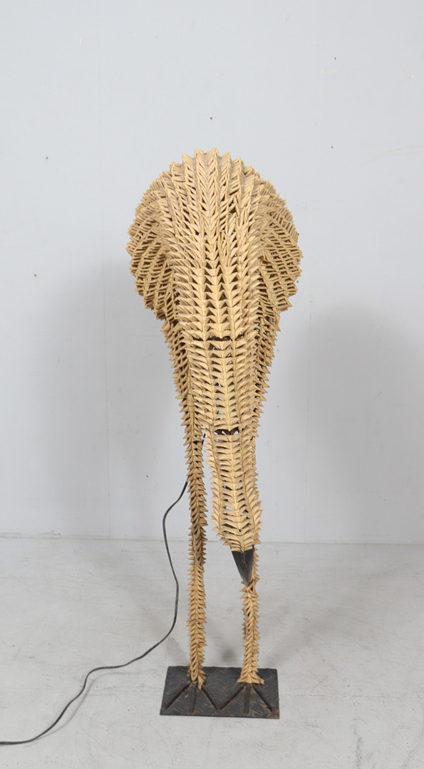 Bambus/Rattan Lampe/Stehlampe Vogel, Flamingo, 1960er Jahre.