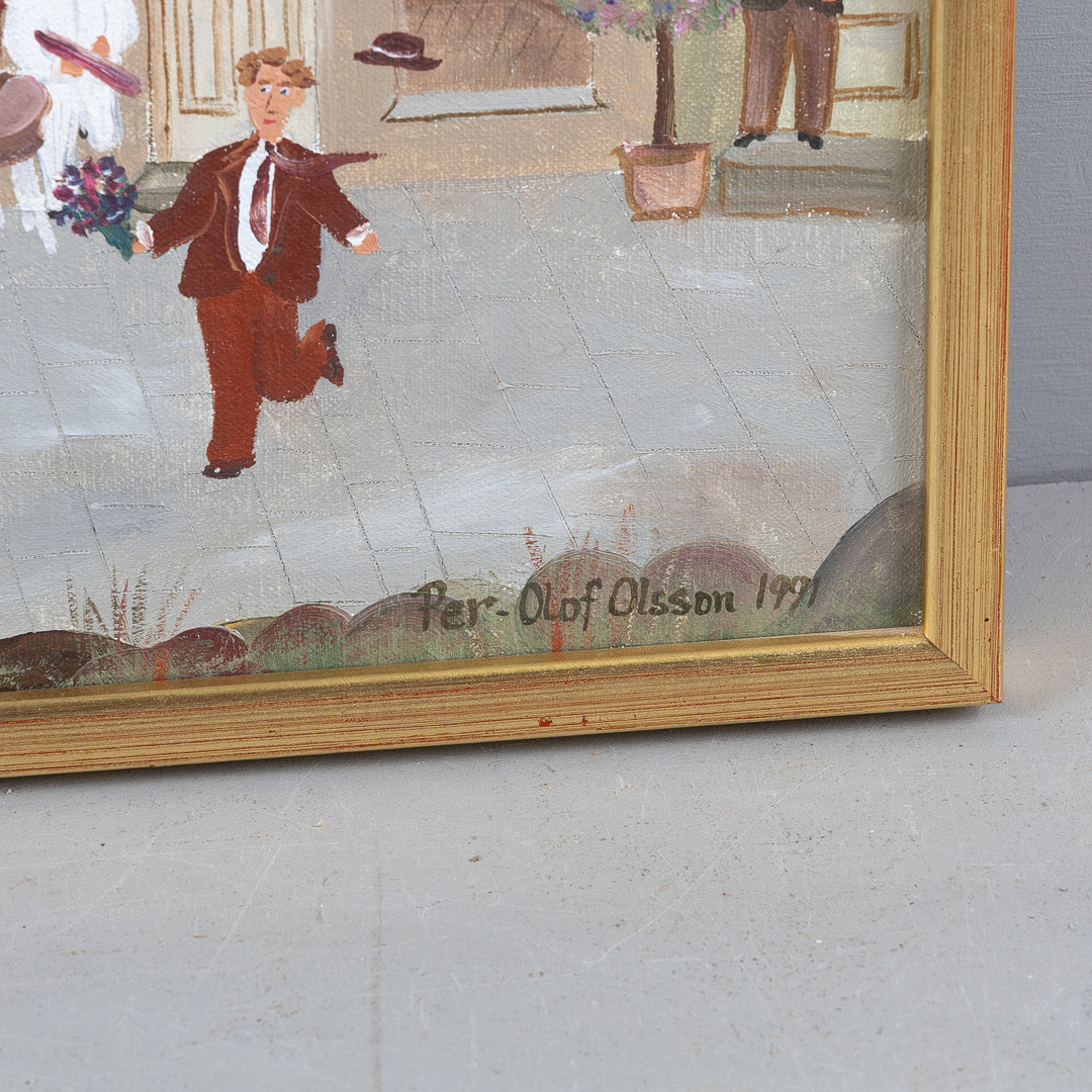PER-OLOF OLSSON (FÖDD 1947). Stadsmotiv, olja på duk.