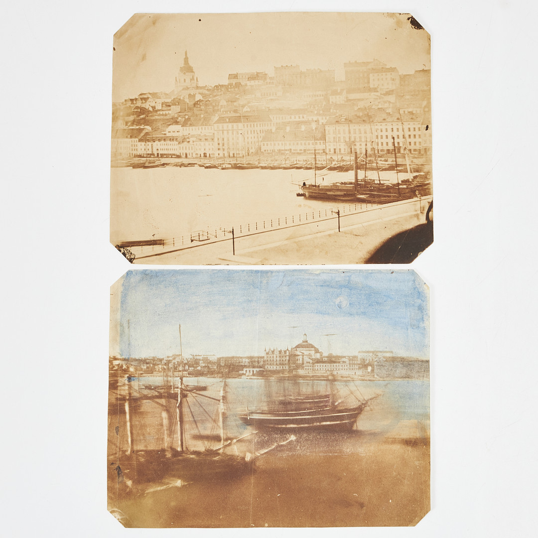 STOCKHOLM, 2 SALT PRINTS, ÄLDRE FOTOGRAFI, ca 1850, Skeppsholmen och Stadsgårdskajen.
