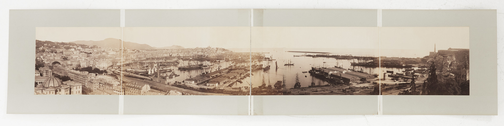 GENUA, ITALIEN, ca 1870-80, ÄLDRE PANORAMAFOTOGRAFI.