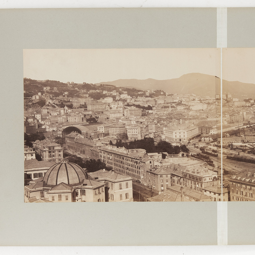 GENUA, ITALIEN, ca 1870-80, ÄLDRE PANORAMAFOTOGRAFI.