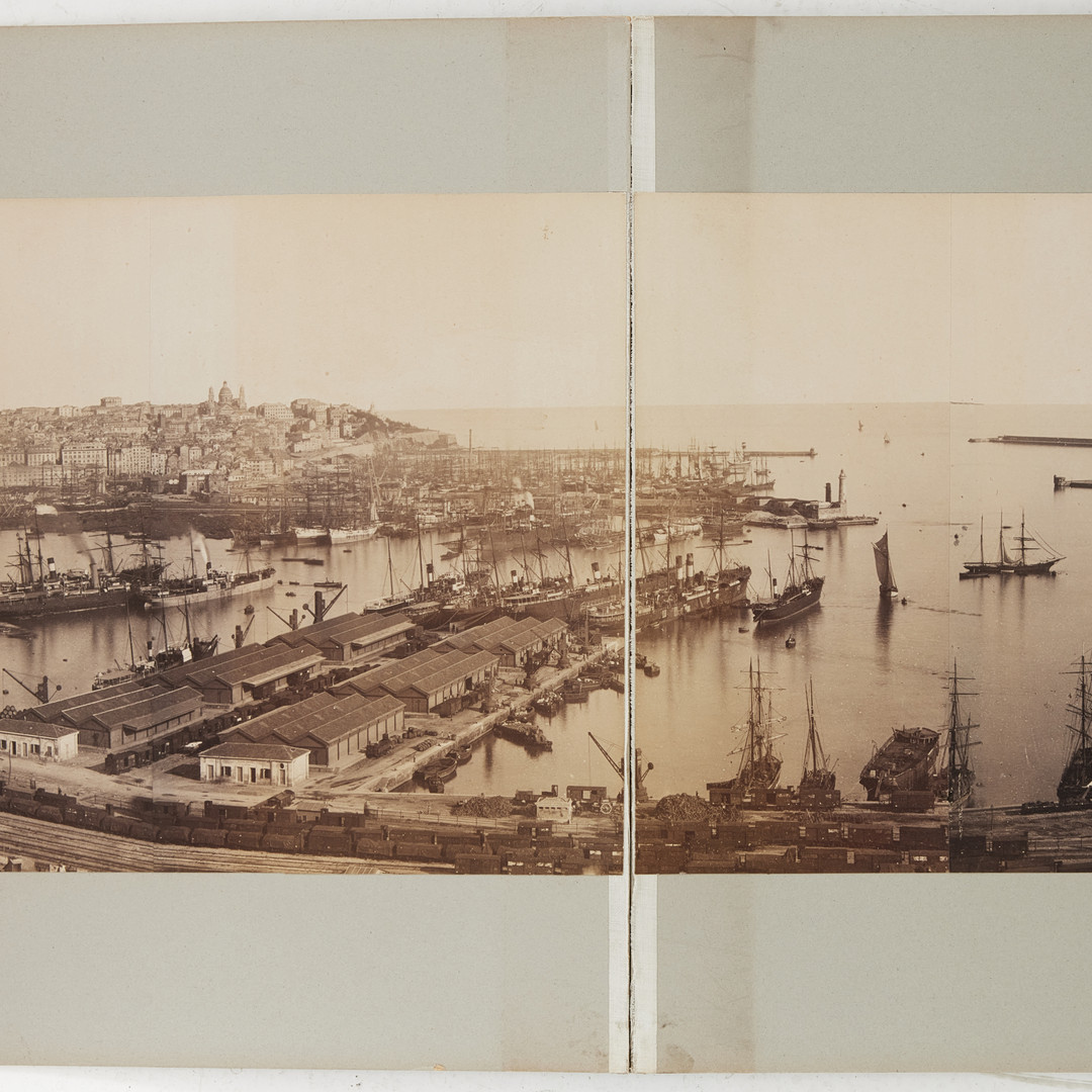GENUA, ITALIEN, ca 1870-80, ÄLDRE PANORAMAFOTOGRAFI.