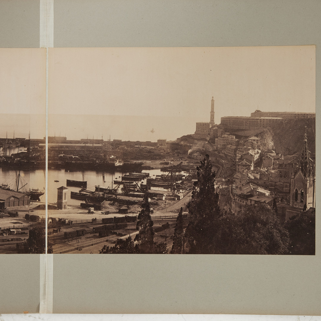 GENUA, ITALIEN, ca 1870-80, ÄLDRE PANORAMAFOTOGRAFI.