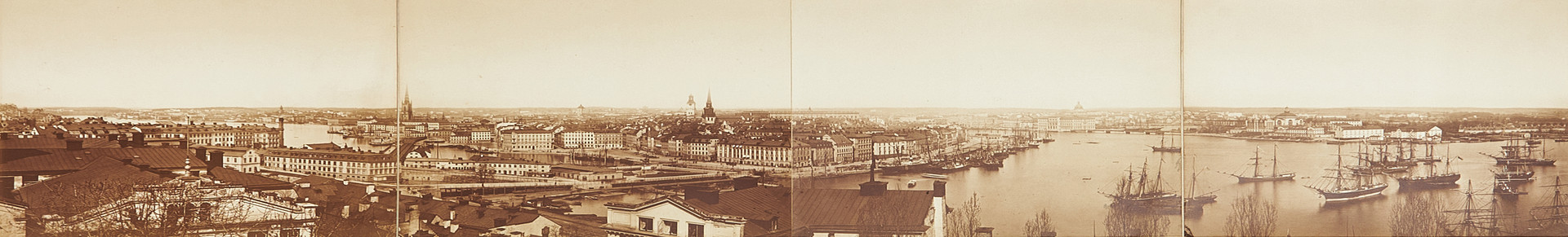 STOCKHOLM FRÅN MOSEBACKE, PANORAMAFOTOGRAFI, ca 1876.