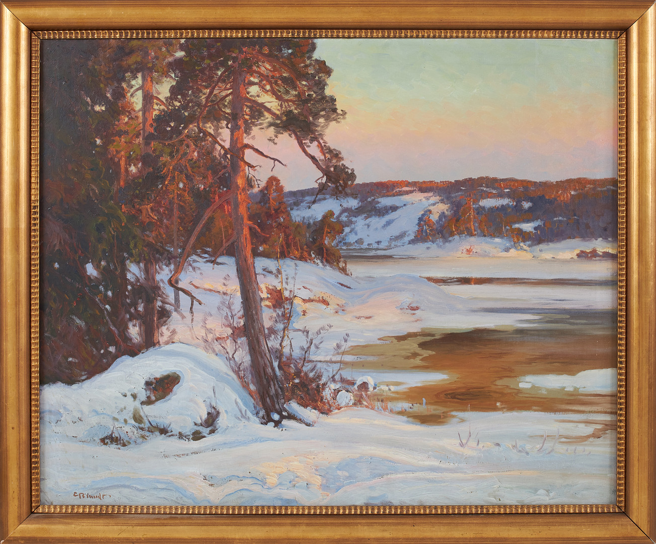 CARL BRANDT. Vinterlandskap, olja på duk, signerad C Brandt.