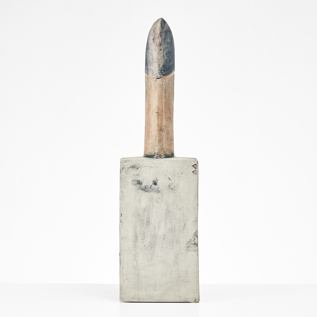 BJÖRN NYBERG. Skulptur, huvud, stengods, pressad och bemålad dekor, signerad.