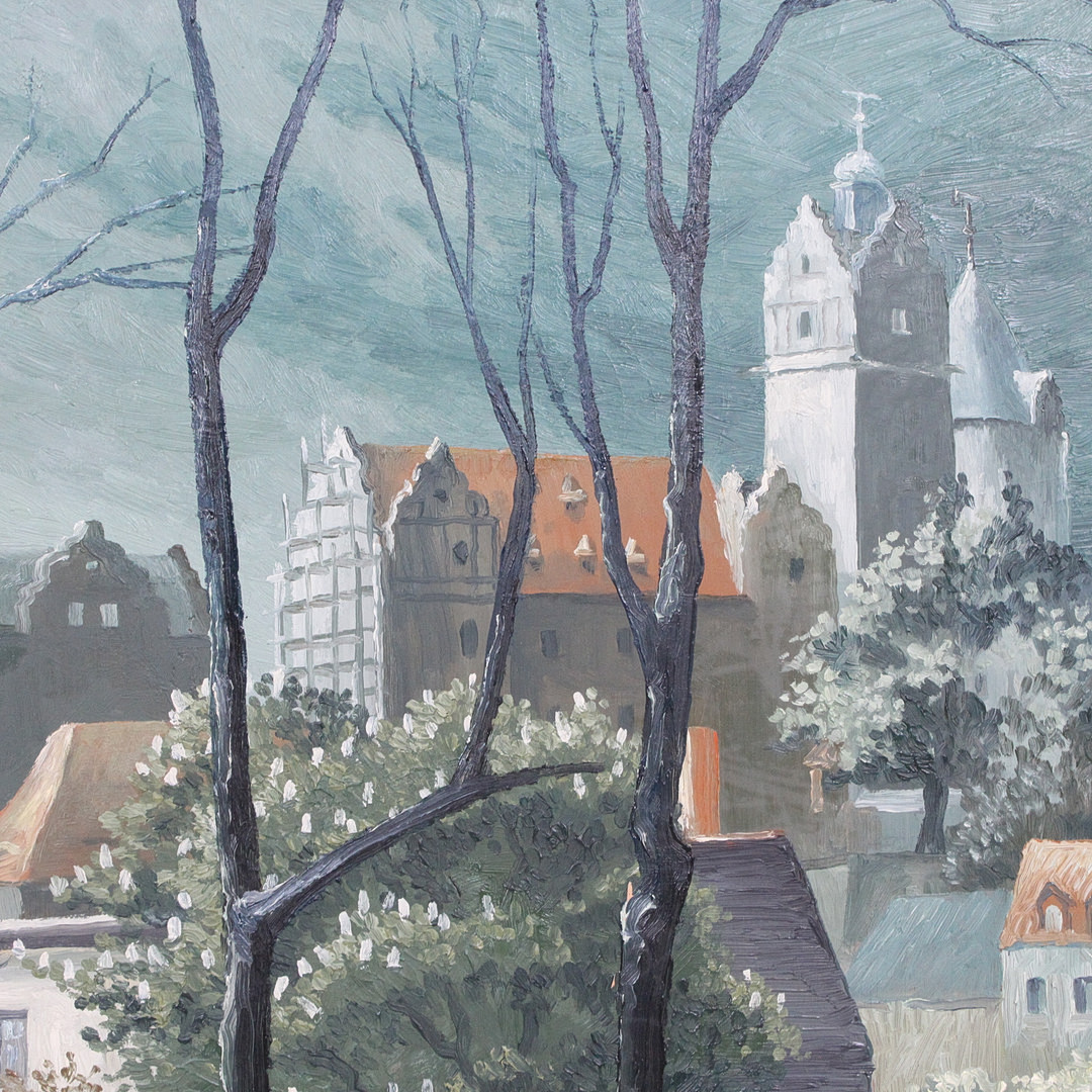 HARTMUT SCHULTZ. 'Schloss Bernburg', 1993, Öl auf Hartfaser.