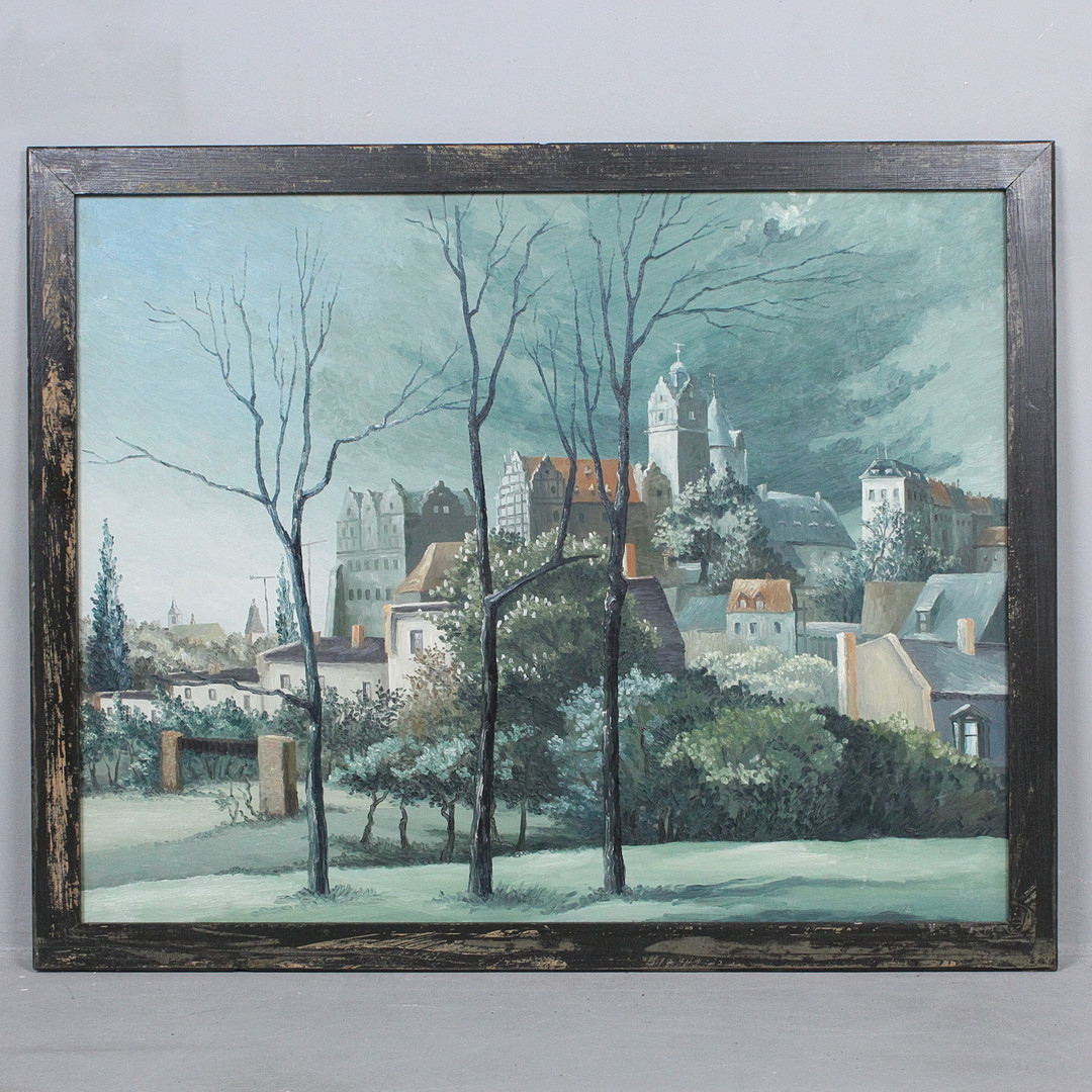 HARTMUT SCHULTZ. 'Schloss Bernburg', 1993, Öl auf Hartfaser.