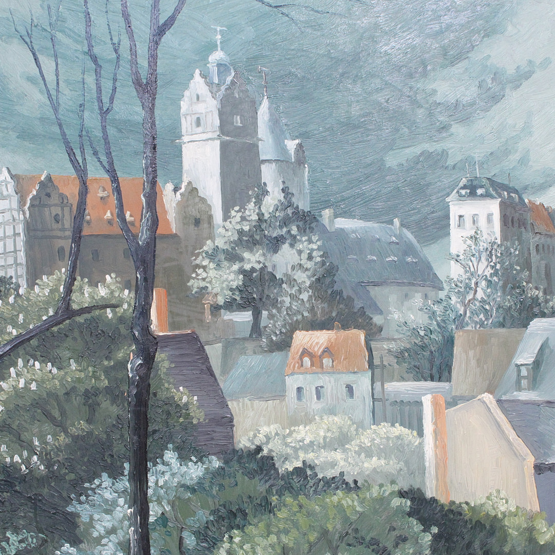 HARTMUT SCHULTZ. 'Schloss Bernburg', 1993, Öl auf Hartfaser.
