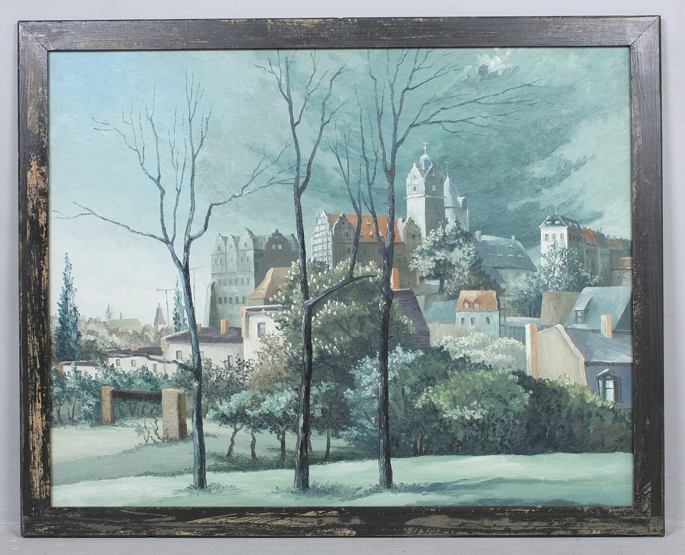 HARTMUT SCHULTZ. 'Schloss Bernburg', 1993, Öl auf Hartfaser.