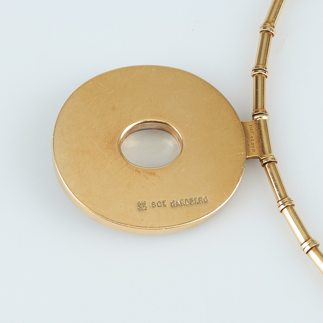 BERTEL GARDBERG. COLLIER, cabochonslipad månsten, 18K guld, Rionore of Kilkenny, Irland, 1966-71.
