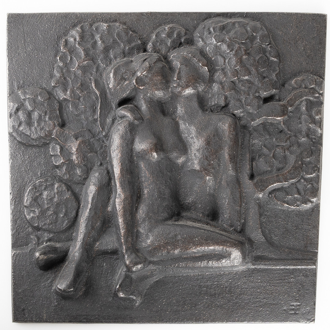 ERIC ELFVÉN. Väggskulptur, kärlekspar, gjutjärn, 1900-talets andra hälft.