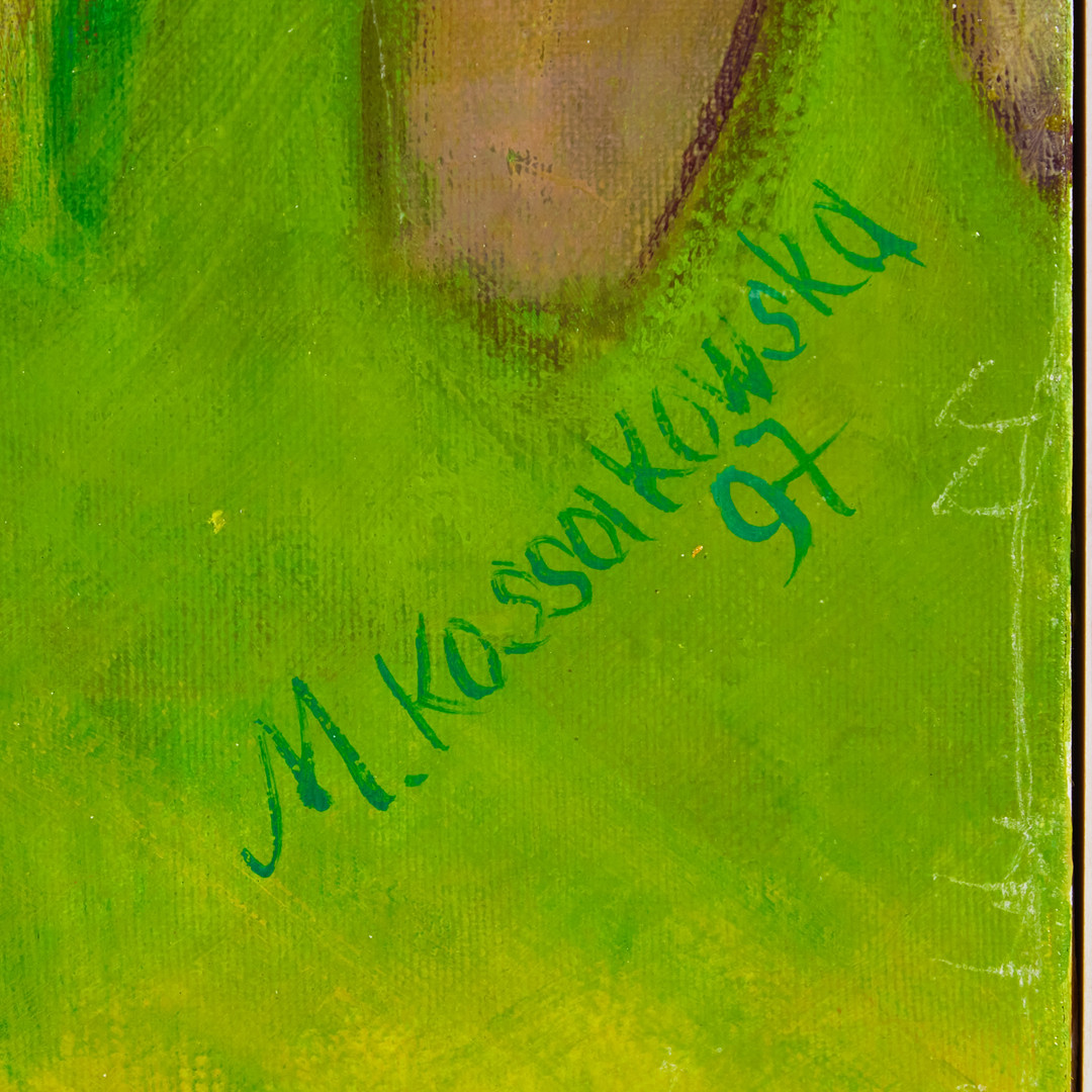 MAGDALENA KOSSAKOWSKA, figurkomposition, olja på duk, signerad och daterad M. Kossakowska -97 samt a tergo.