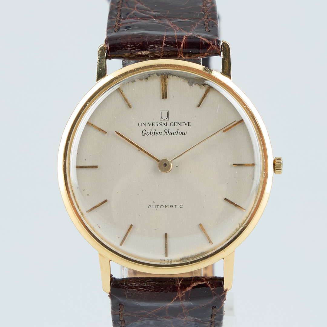 UNIVERSAL GENEVE, Golden Shadow, 34 mm, 18K guld, automatisk, plexiglas, 1960-tal.