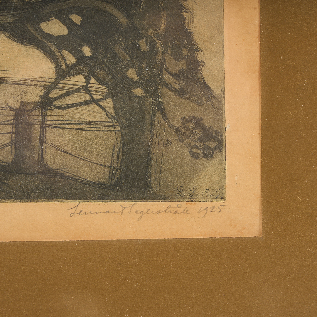 LENNART SEGERSTRÅLE. Det stora trädet, signerad samt daterad 1925, etsning, Tiré par l'artiste.