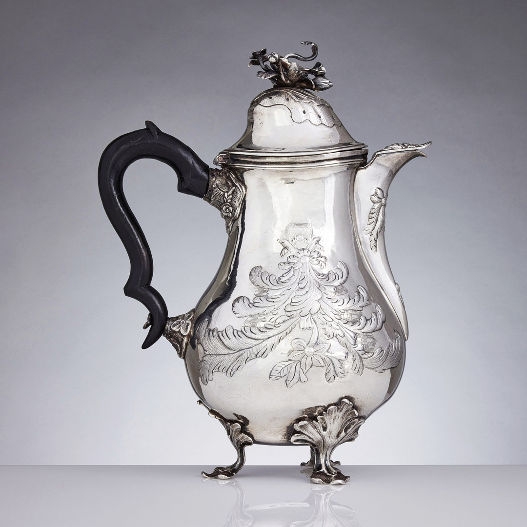 CARL GUSTAF AHLELUNDH. Kaffekanna, silver, Kalmar 1787. Rokoko.