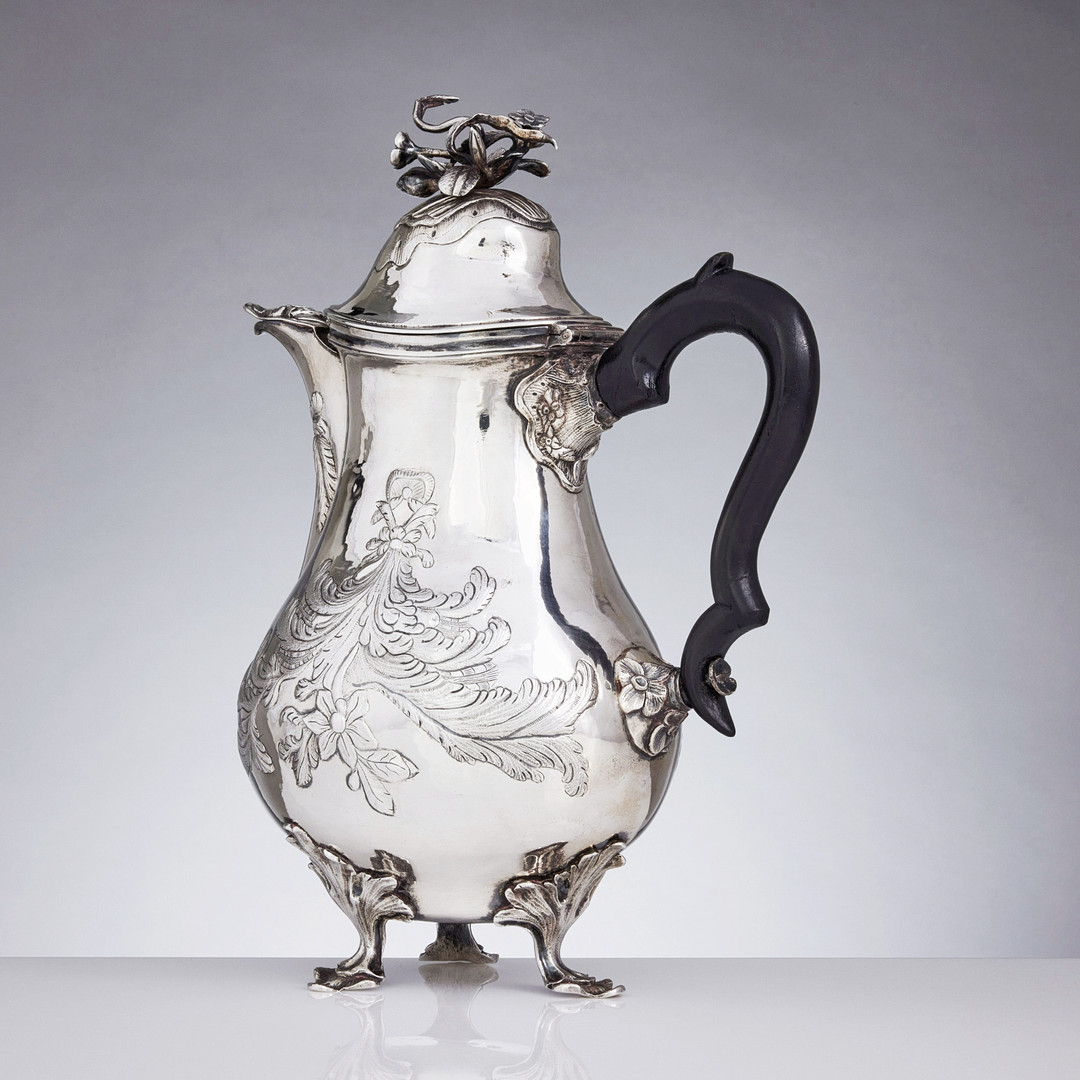 CARL GUSTAF AHLELUNDH. Kaffekanna, silver, Kalmar 1787. Rokoko.