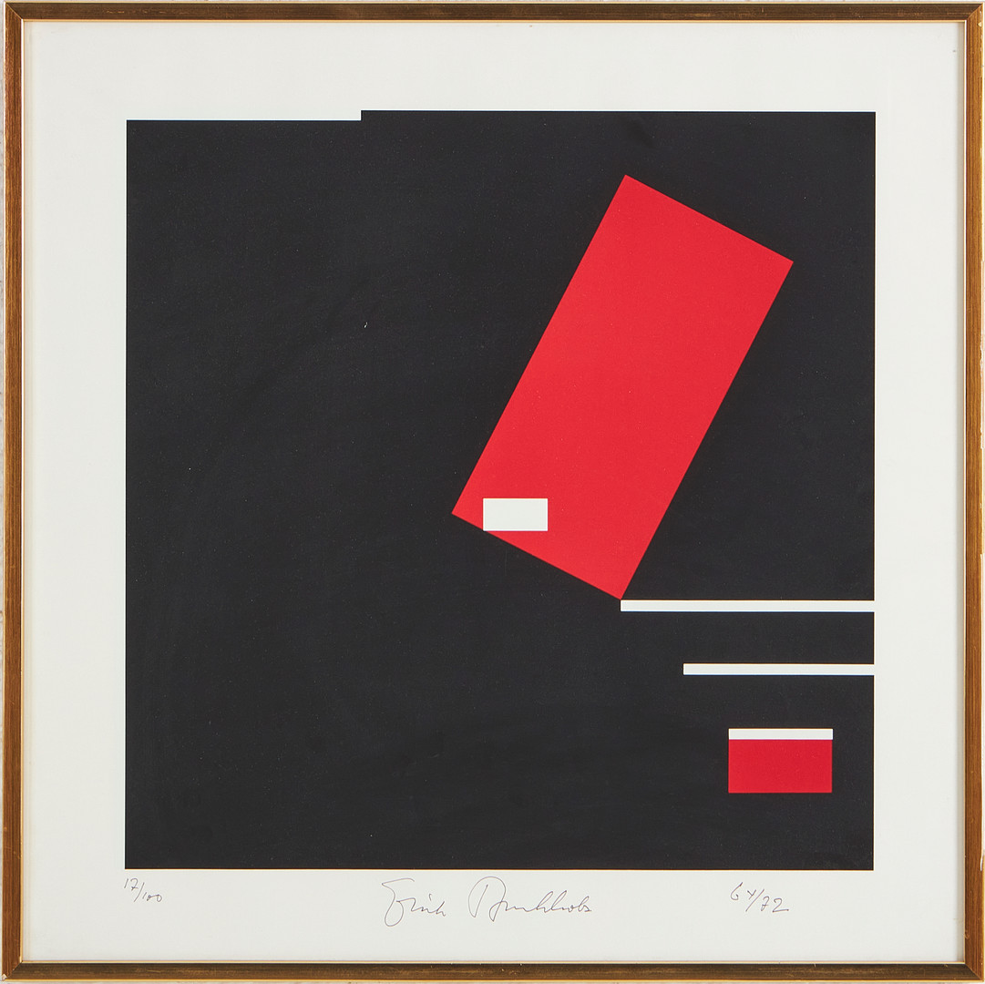 ERICH BUCHHOLZ (Tyskland 1891-1972): Komposition, signerad Erich Buchholtz, daterad 64/72, silkscreen i färger, 17/100.