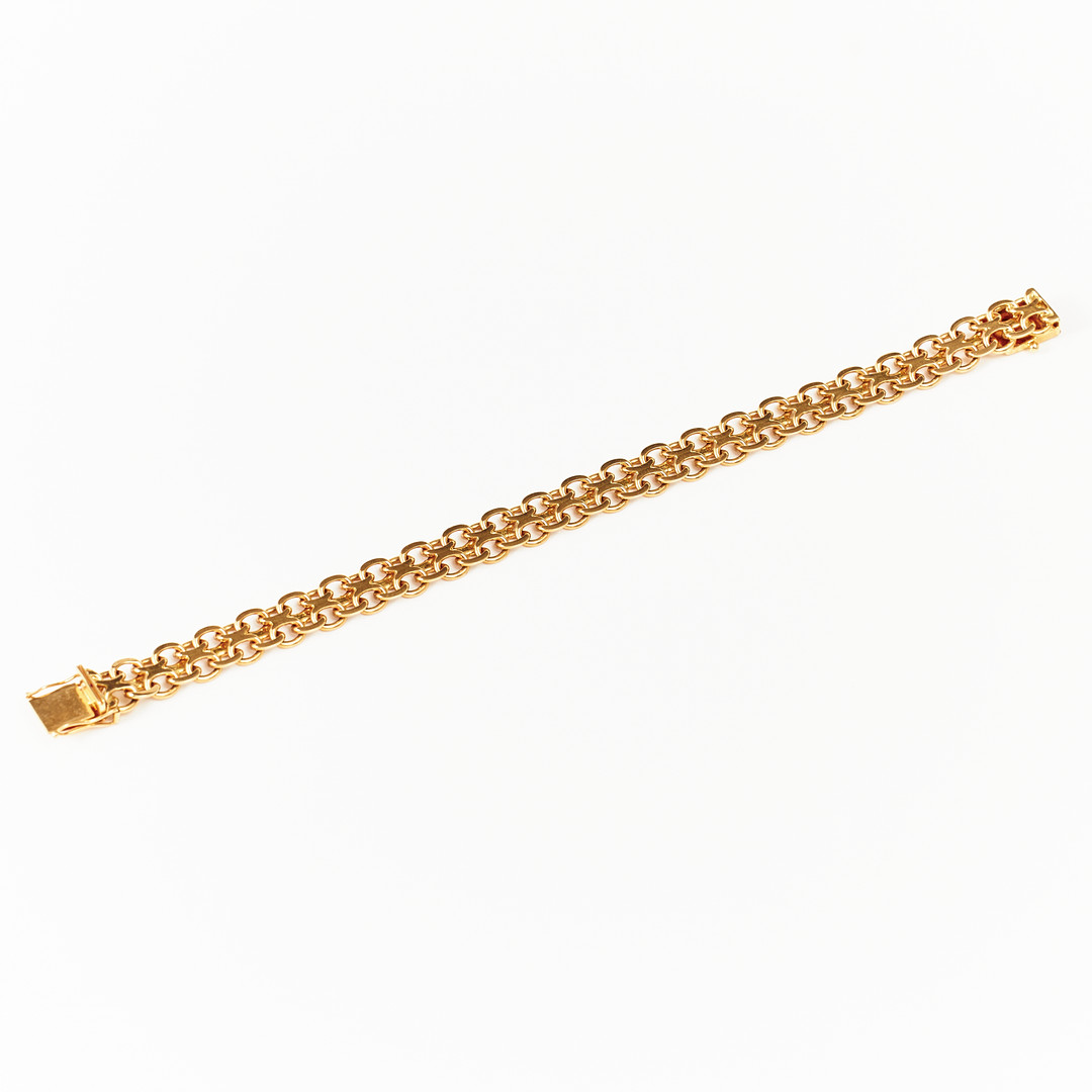 ARMBAND, 18 k guld, x-länk, N.S.E. Guldvaror, Nils-Erik Södermark, Köping 1973.
