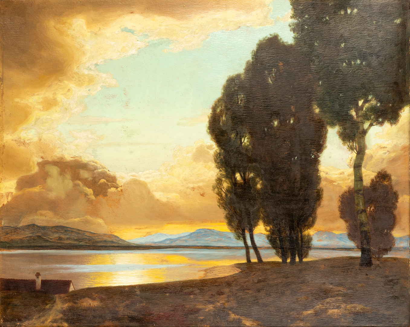 EDUARD KASPARIDES (1858-1926). Abendstimmung am Mattsee.