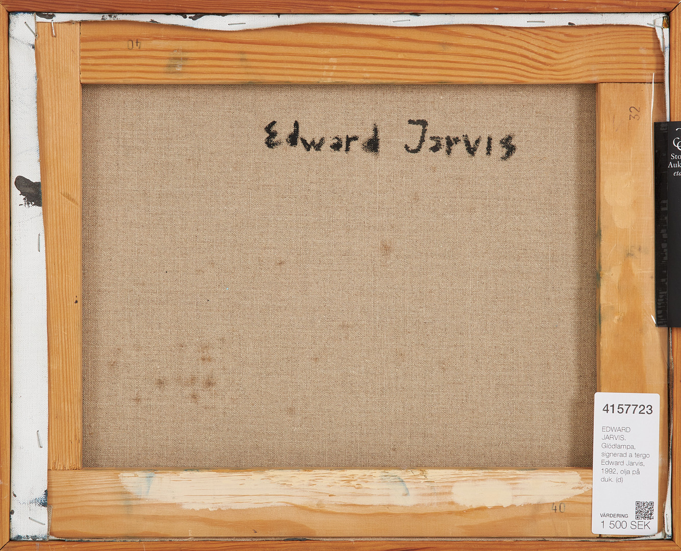 EDWARD JARVIS. Glödlampa, signerad a tergo Edward Jarvis, 1992, olja på duk.